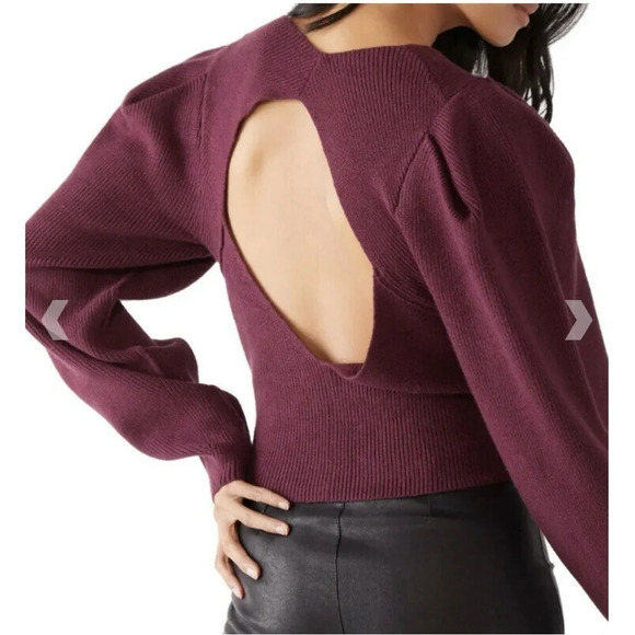 Free People Saffron Open Back Sweater in Pomegranate Wine - Picture 2 of 8